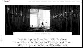 
							         New Enterprise Singapore (ESG) Business Grants Portal for ... - firefish								  
							    