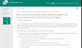 
							         New Extranet and ISSN Portal: ISSN Core data and enhanced ...								  
							    