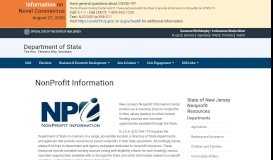 
							         New Jersey Department of State - NonProfit Information - NJ.gov								  
							    