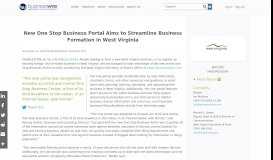 
							         New One Stop Business Portal Aims to Streamline ... - Business Wire								  
							    