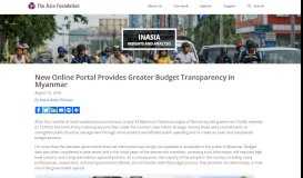
							         New Online Portal Provides Greater Budget Transparency in Myanmar ...								  
							    