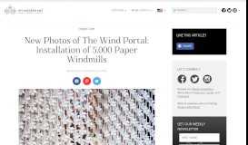 
							         New Photos of The Wind Portal: Installation of 5,000 Paper Windmills								  
							    