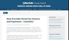 
							         New Provider Portal for Finance and Payments – ContrOCC | Norfolk ...								  
							    