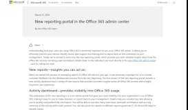 
							         New reporting portal in the Office 365 admin center - Microsoft 365 Blog								  
							    