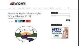 
							         New River Health Moves Sophia Office Effective 12/31 - WOAY - TV								  
							    