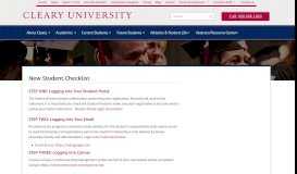 
							         New Student Checklist | Cleary University								  
							    