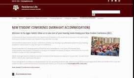 
							         New Student Conference Overnight Accommodations - Residence Life								  
							    