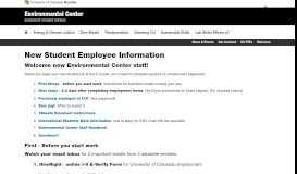 
							         New Student Employee Information | Environmental Center ...								  
							    