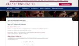 
							         New Student Information | Cleary University								  
							    