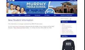 
							         New Student Information - Murphy Middle School PTA - Plano ISD, TX								  
							    