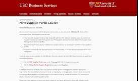 
							         New Supplier Portal Launch | USC Business Services								  
							    