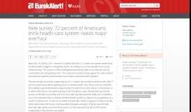 
							         New survey: 72 percent of Americans think health-care system ...								  
							    