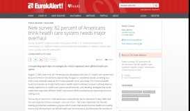 
							         New survey: 82 percent of Americans think health care system ...								  
							    