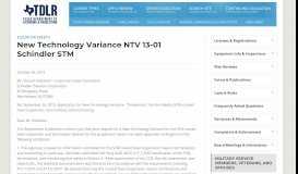 
							         New Technology Variance NTV 13-01 Schindler STM								  
							    