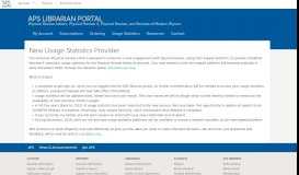 
							         New Usage Statistics Provider - APS Librarian Portal - American ...								  
							    