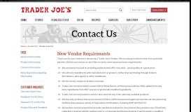 
							         New Vendor Requirements | Trader Joe's								  
							    