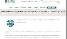 
							         New West Physicians Doctors Recognized as Denver's Top Doctors ...								  
							    