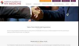 
							         New York Medicaid Expansion – American Academy of HIV Medicine								  
							    
