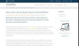 
							         New York's Arnot Health Selects eClinicalWorks - eClinicalWorks								  
							    