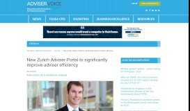 New Zurich Adviser Portal to significantly improve adviser efficiency ...          