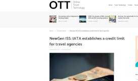 
							         NewGen ISS: IATA establishes a credit limit for travel agencies ...								  
							    
