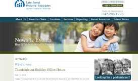 
							         News & Events | Pediatric Blogs | Lake Forest Pediatric Associates, IL								  
							    