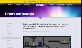 
							         News - Fireboy and Watergirl: Take control of the two titular ... - Phaser								  
							    