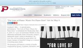 
							         News - “For Love of Piano: Music For Piano Duet” Set for May 8 - OPSU								  
							    