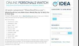 
							         News on the Online Dating Industry and ... - Online Personals Watch								  
							    