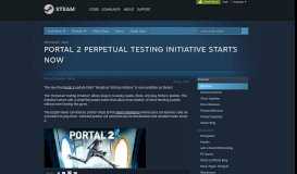 
							         News - Portal 2 Perpetual Testing Initiative Starts Now - Steam								  
							    