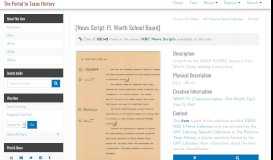 
							         [News Script: Ft. Worth School Board] - The Portal to Texas History								  
							    