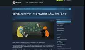 
							         News - Steam Screenshots Feature Now Available								  
							    