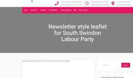 
							         Newsletter style leaflet for South Swindon Labour Party								  
							    