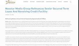 
							         Nexstar Media Group Refinances Senior Secured Term Loans And ...								  
							    