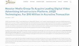 
							         Nexstar Media Group To Acquire Leading Digital Video Advertising ...								  
							    