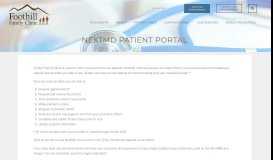 
							         NextMD Patient Portal | Foothill Family Clinic - Salt Lake City								  
							    