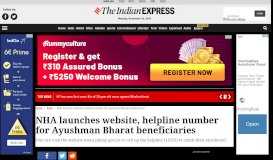 
							         NHA launches website, helpline number for ... - The Indian Express								  
							    