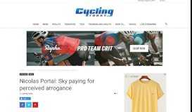 
							         Nicolas Portal: Sky paying for perceived arrogance | Cycling Today								  
							    