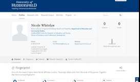 
							         Nicole Whitelaw — University of Huddersfield Research Portal								  
							    