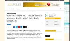 
							         Niedersachsens AfD-Fraktion schaltet weiteres “Meldeportal” frei ...								  
							    