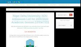 
							         Niger Delta University, NDU Admission List 2018/2019								  
							    