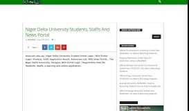 
							         Niger Delta University Students, Staffs And News Portal - Schoolinfong ...								  
							    