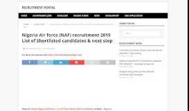 
							         Nigeria Air force (NAF) recruitment 2019 List of ... - Recruitment Portal								  
							    