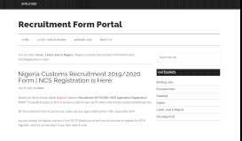 
							         Nigeria Customs Recruitment 2019/2020 Form | NCS Registration is ...								  
							    