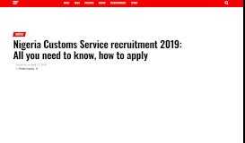 
							         Nigeria Customs Service recruitment 2019: All you need to know, how ...								  
							    