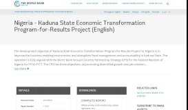 
							         Nigeria - Kaduna State Economic ... - World Bank Documents								  
							    