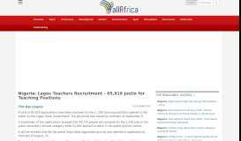 
							         Nigeria: Lagos Teachers Recruitment - 65,818 Jostle for Teaching ...								  
							    