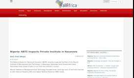 
							         Nigeria: NBTE Inspects Private Institute in Nasarawa - allAfrica.com								  
							    