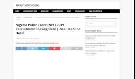 
							         Nigeria Police Force (NPF) 2019 Recruitment ... - Recruitment Portal								  
							    
