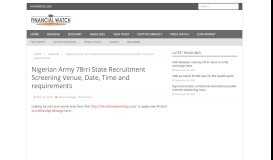 
							         Nigerian Army 77rri State Recruitment Screening ... - Financial Watch								  
							    